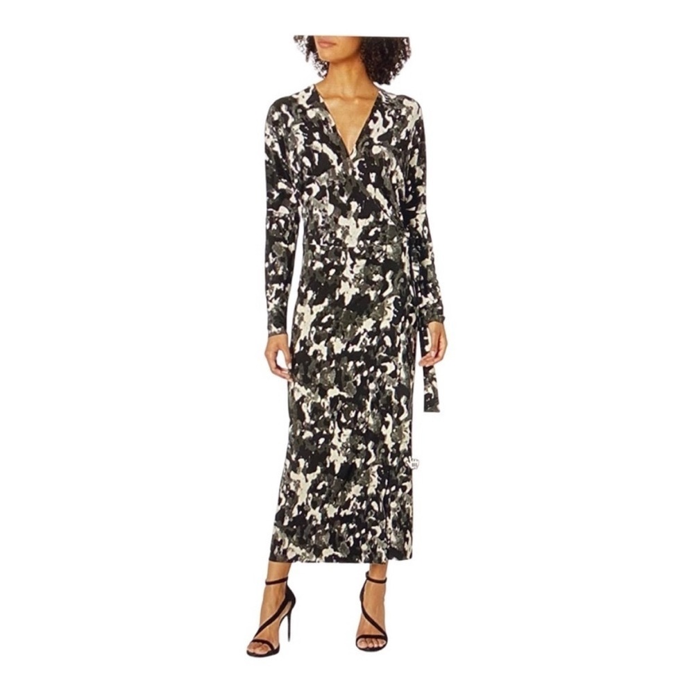 Norma Kamali Dolman Wrap Dress in Modern Camo Medium
